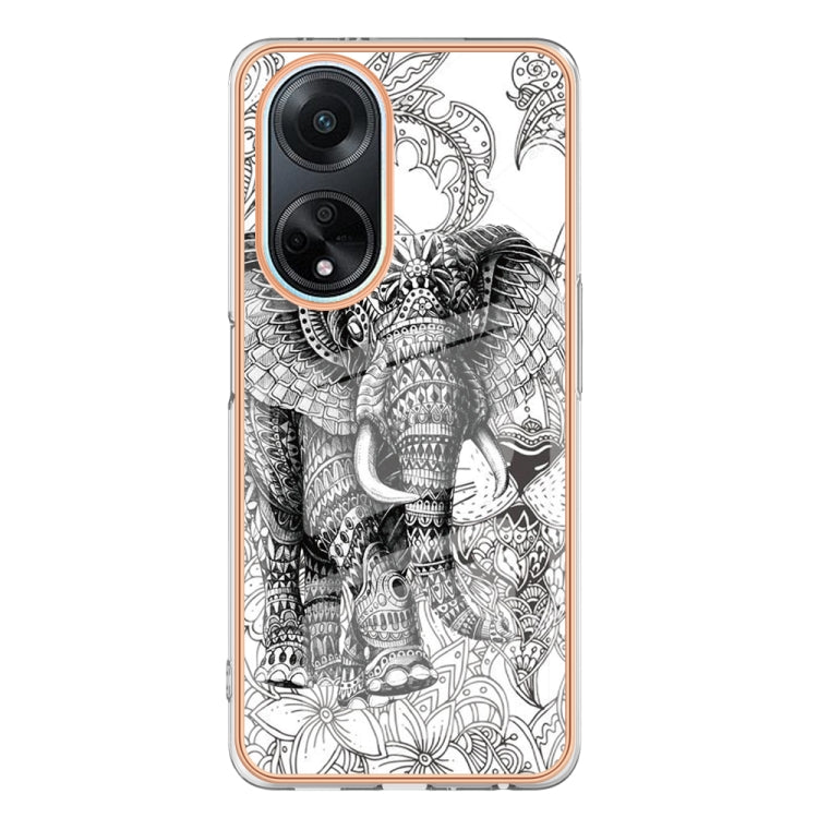 For OPPO A98 Electroplating Marble Dual-side IMD Phone Case(Totem Elephant)