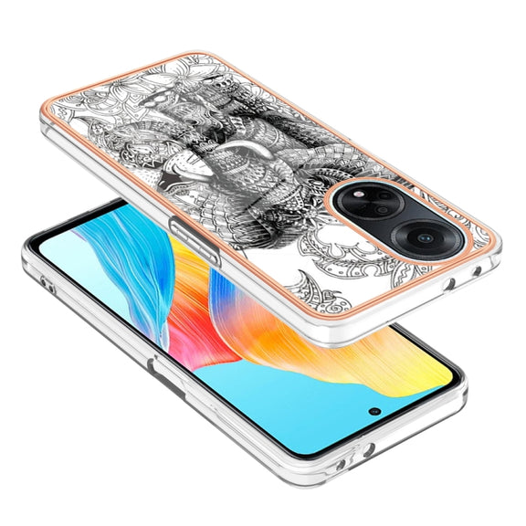For OPPO A98 Electroplating Marble Dual-side IMD Phone Case(Totem Elephant)