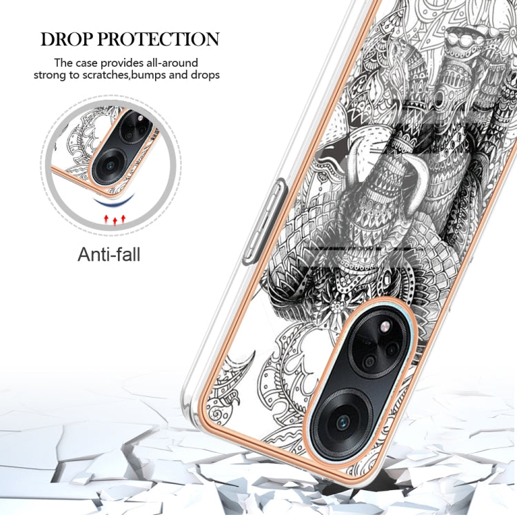 For OPPO A98 Electroplating Marble Dual-side IMD Phone Case(Totem Elephant)