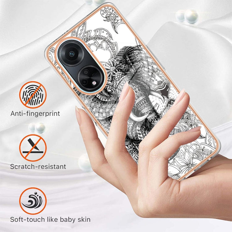 For OPPO A98 Electroplating Marble Dual-side IMD Phone Case(Totem Elephant)