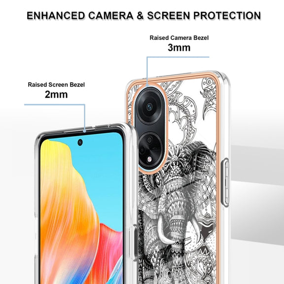 For OPPO A98 Electroplating Marble Dual-side IMD Phone Case(Totem Elephant)
