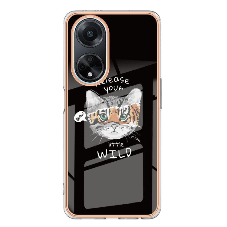For OPPO A98 Electroplating Marble Dual-side IMD Phone Case(Natural Growth)