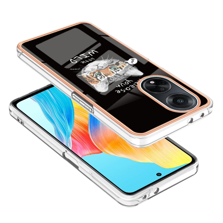 For OPPO A98 Electroplating Marble Dual-side IMD Phone Case(Natural Growth)