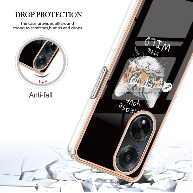 For OPPO A98 Electroplating Marble Dual-side IMD Phone Case(Natural Growth)