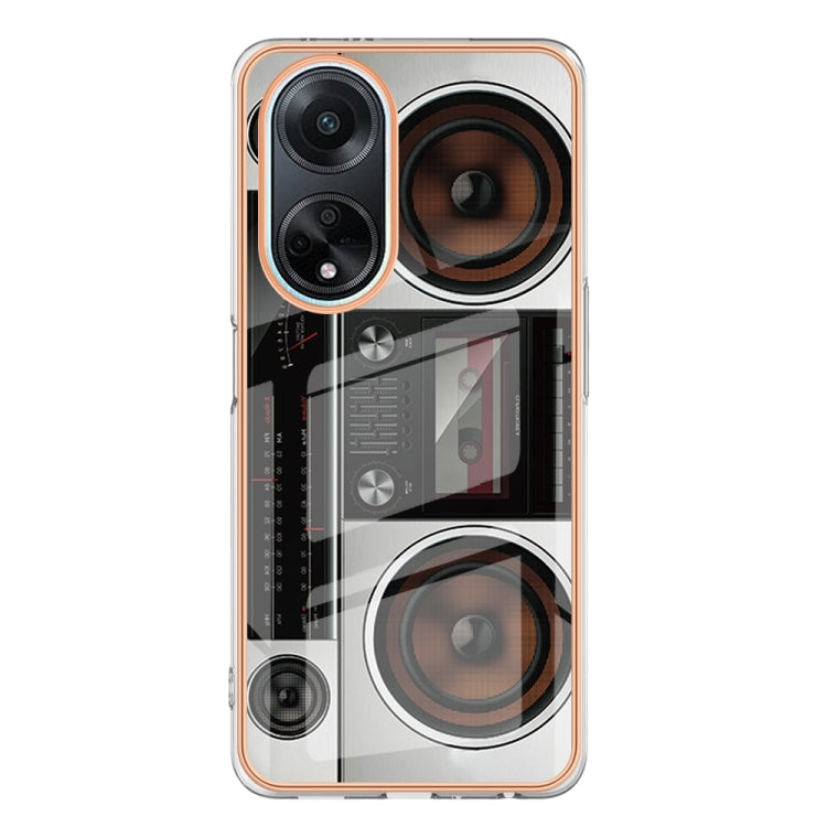 For OPPO A98 Electroplating Marble Dual-side IMD Phone Case(Retro Radio)