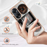 For OPPO A98 Electroplating Marble Dual-side IMD Phone Case(Retro Radio)