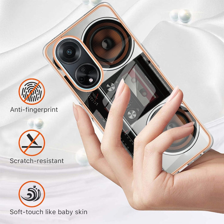 For OPPO A98 Electroplating Marble Dual-side IMD Phone Case(Retro Radio)
