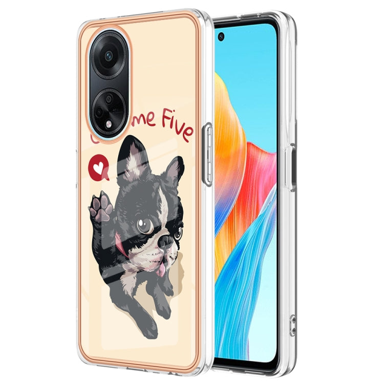 For OPPO A98 Electroplating Marble Dual-side IMD Phone Case(Lucky Dog)