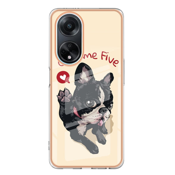 For OPPO A98 Electroplating Marble Dual-side IMD Phone Case(Lucky Dog)