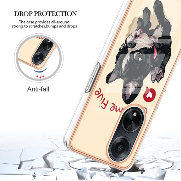 For OPPO A98 Electroplating Marble Dual-side IMD Phone Case(Lucky Dog)