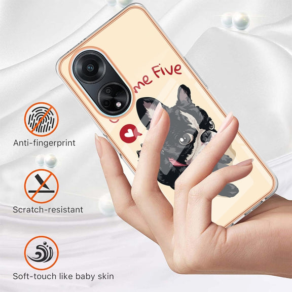 For OPPO A98 Electroplating Marble Dual-side IMD Phone Case(Lucky Dog)