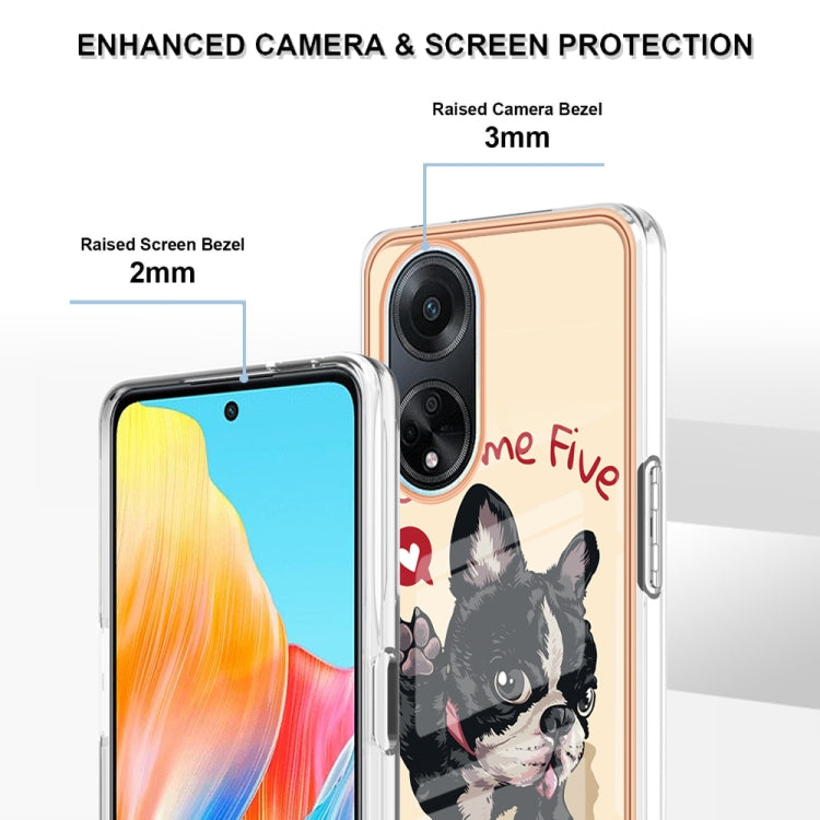 For OPPO A98 Electroplating Marble Dual-side IMD Phone Case(Lucky Dog)