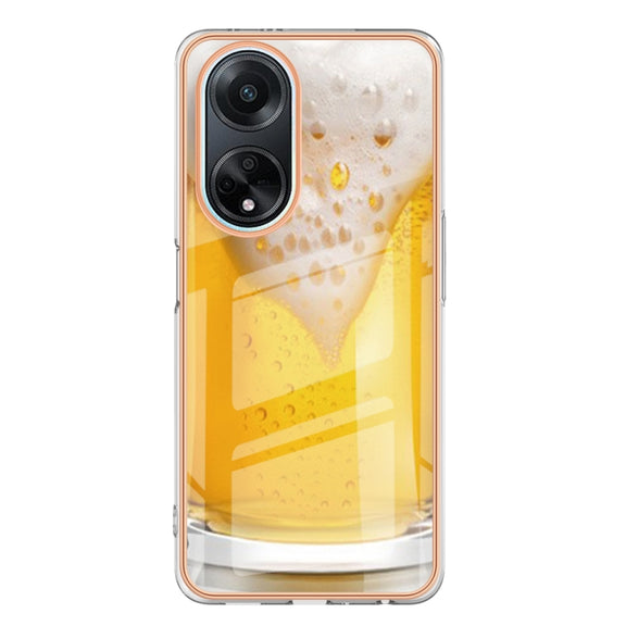 For OPPO A98 Electroplating Marble Dual-side IMD Phone Case(Draft Beer)
