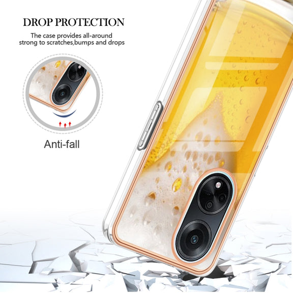 For OPPO A98 Electroplating Marble Dual-side IMD Phone Case(Draft Beer)