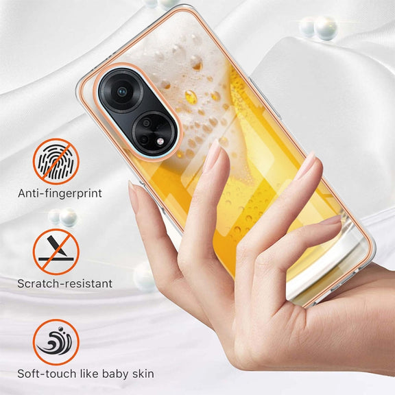 For OPPO A98 Electroplating Marble Dual-side IMD Phone Case(Draft Beer)