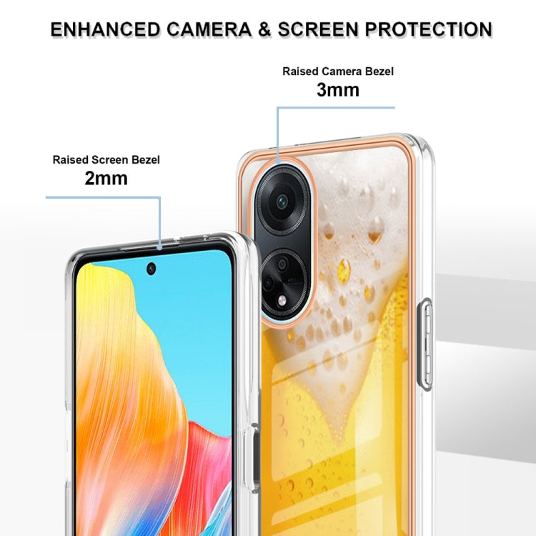 For OPPO A98 Electroplating Marble Dual-side IMD Phone Case(Draft Beer)