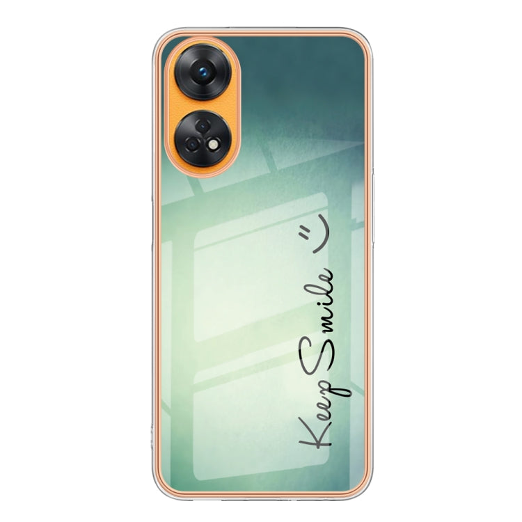 For OPPO Reno8 T 4G Electroplating Marble Dual-side IMD Phone Case(Smile)