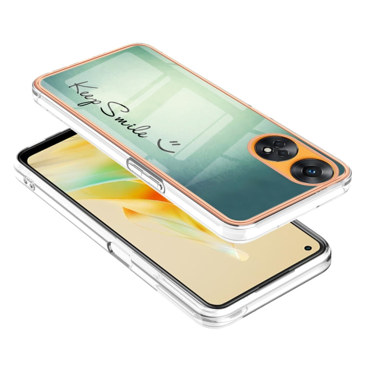 For OPPO Reno8 T 4G Electroplating Marble Dual-side IMD Phone Case(Smile)