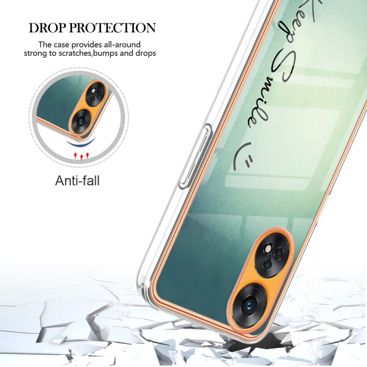 For OPPO Reno8 T 4G Electroplating Marble Dual-side IMD Phone Case(Smile)