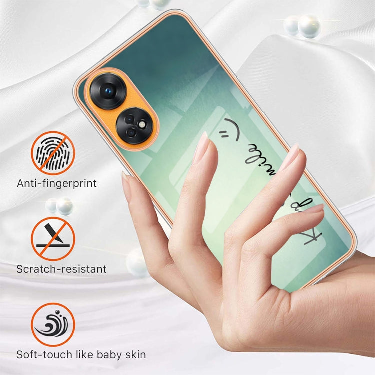 For OPPO Reno8 T 4G Electroplating Marble Dual-side IMD Phone Case(Smile)