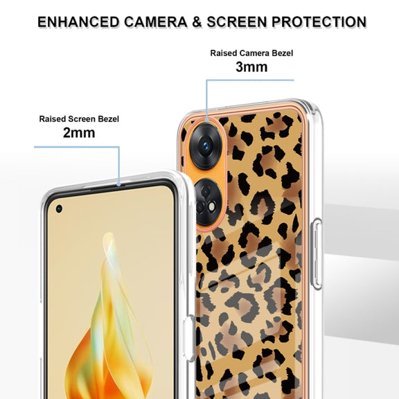 For OPPO Reno8 T 4G Electroplating Marble Dual-side IMD Phone Case(Leopard Print)