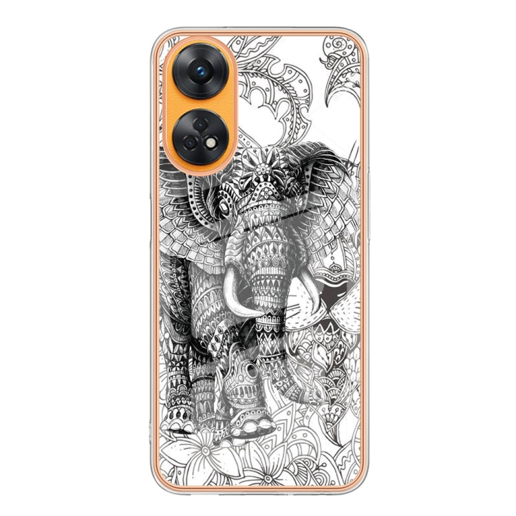 For OPPO Reno8 T 4G Electroplating Marble Dual-side IMD Phone Case(Totem Elephant)