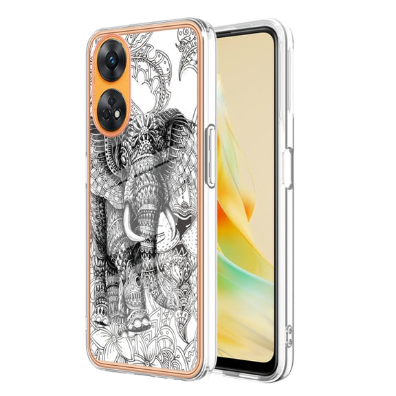 For OPPO Reno8 T 4G Electroplating Marble Dual-side IMD Phone Case(Totem Elephant)
