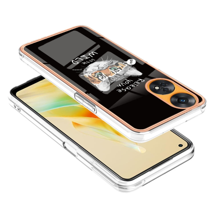 For OPPO Reno8 T 4G Electroplating Marble Dual-side IMD Phone Case(Natural Growth)