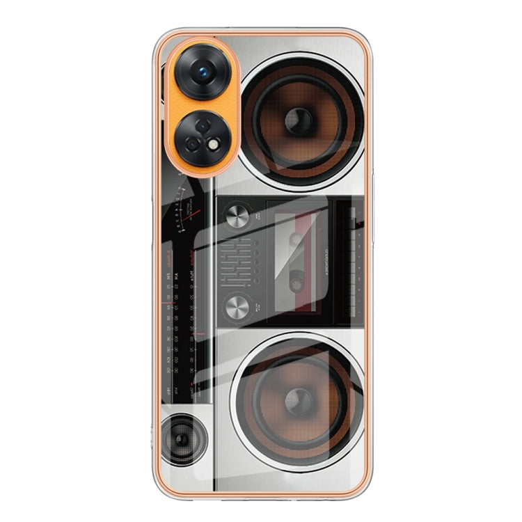 For OPPO Reno8 T 4G Electroplating Marble Dual-side IMD Phone Case(Retro Radio)