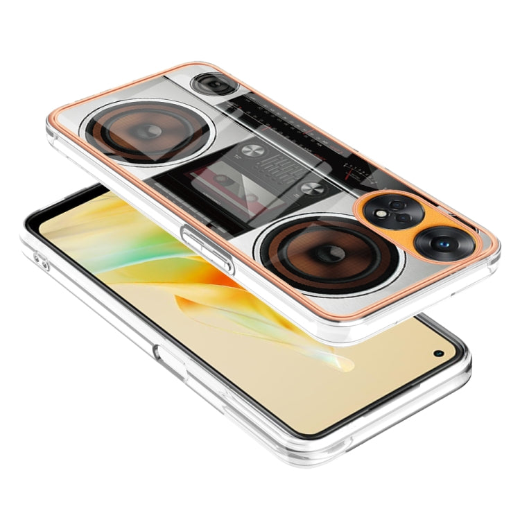 For OPPO Reno8 T 4G Electroplating Marble Dual-side IMD Phone Case(Retro Radio)