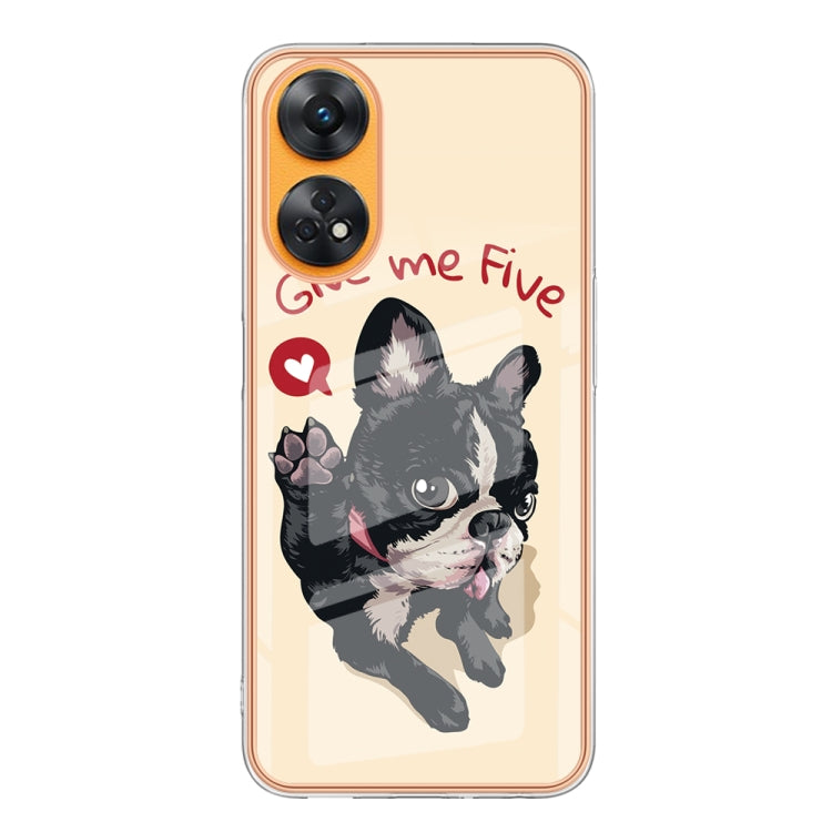 For OPPO Reno8 T 4G Electroplating Marble Dual-side IMD Phone Case(Lucky Dog)