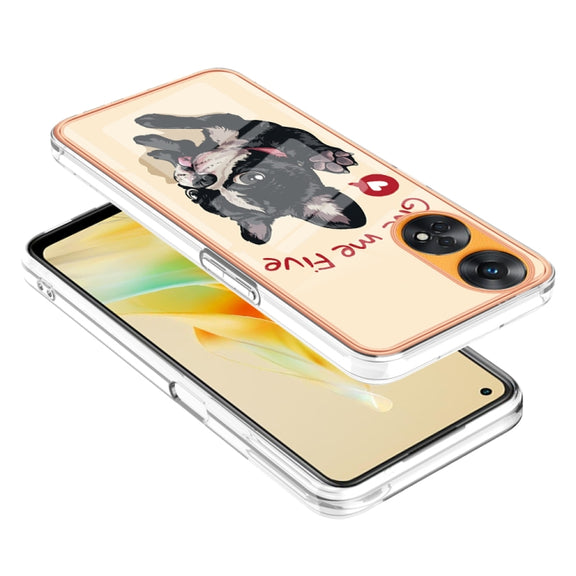For OPPO Reno8 T 4G Electroplating Marble Dual-side IMD Phone Case(Lucky Dog)