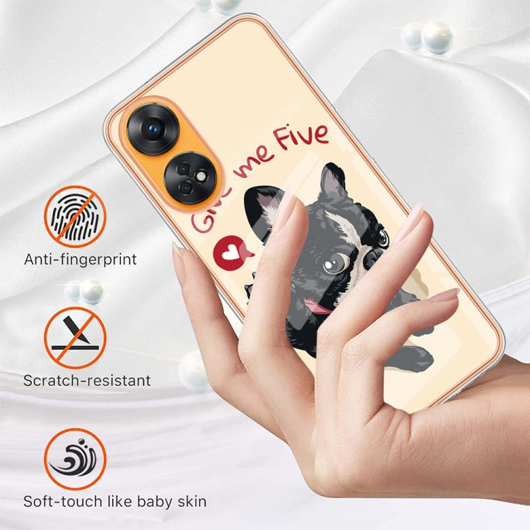 For OPPO Reno8 T 4G Electroplating Marble Dual-side IMD Phone Case(Lucky Dog)