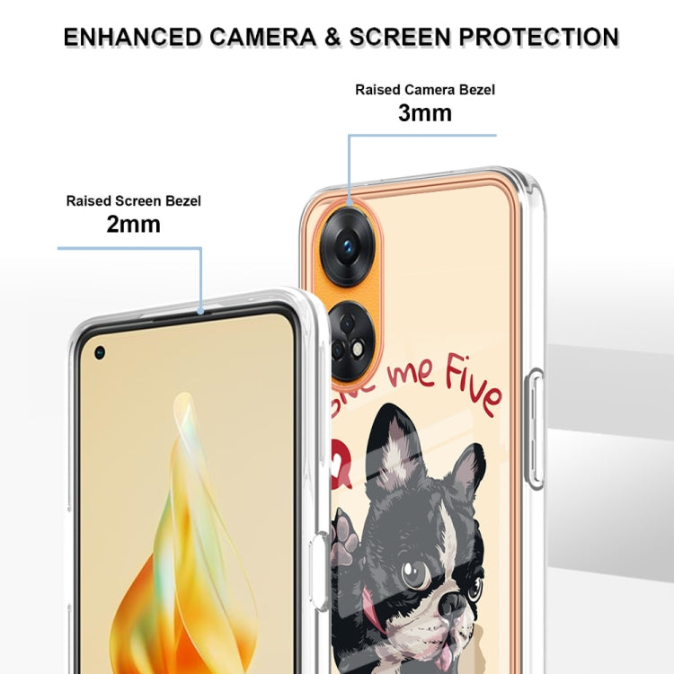 For OPPO Reno8 T 4G Electroplating Marble Dual-side IMD Phone Case(Lucky Dog)