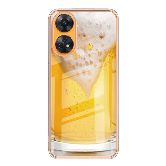For OPPO Reno8 T 4G Electroplating Marble Dual-side IMD Phone Case(Draft Beer)
