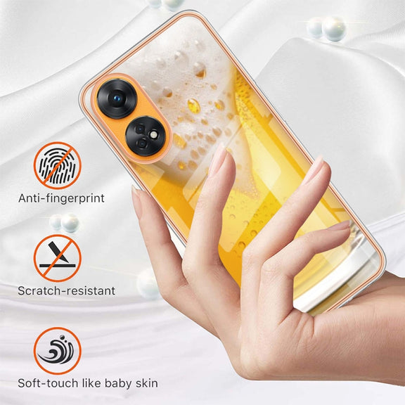 For OPPO Reno8 T 4G Electroplating Marble Dual-side IMD Phone Case(Draft Beer)