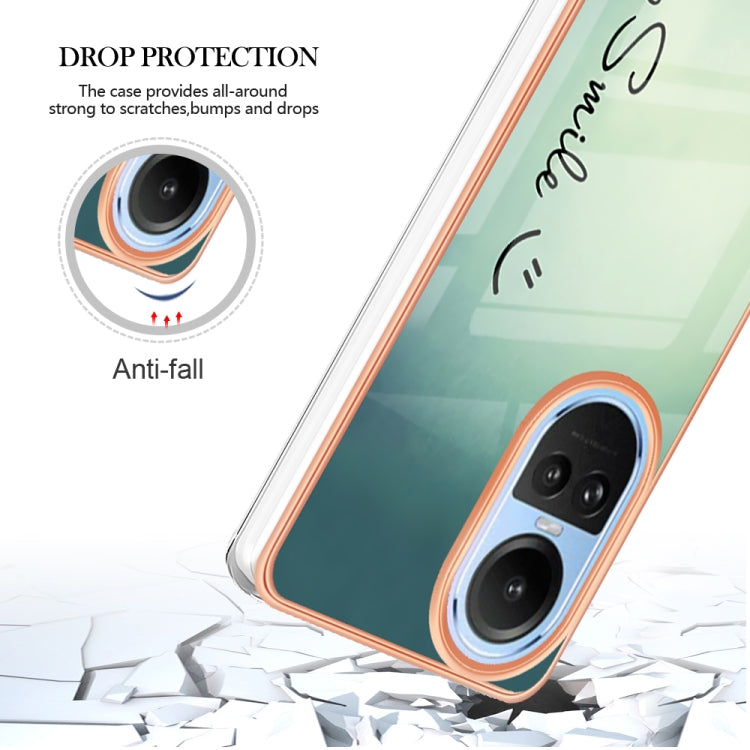 For OPPO Reno10 5G Global Electroplating Marble Dual-side IMD Phone Case(Smile)