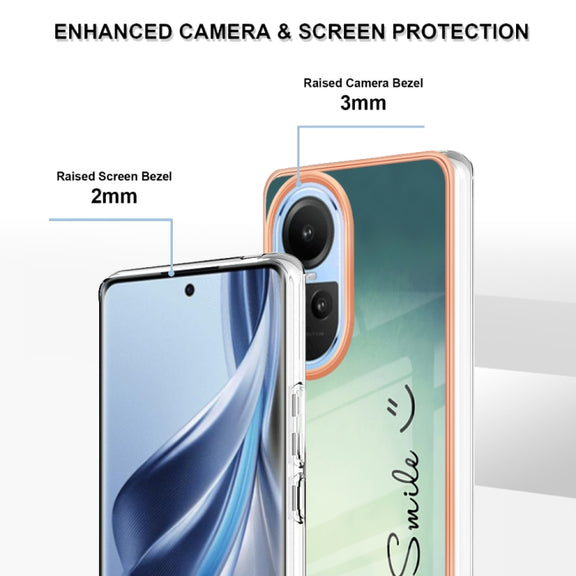 For OPPO Reno10 5G Global Electroplating Marble Dual-side IMD Phone Case(Smile)