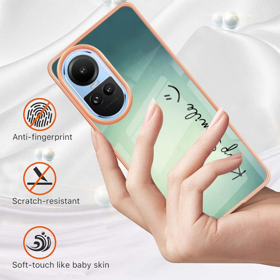 For OPPO Reno10 5G Global Electroplating Marble Dual-side IMD Phone Case(Smile)