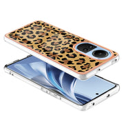 For OPPO Reno10 5G Global Electroplating Marble Dual-side IMD Phone Case(Leopard Print)