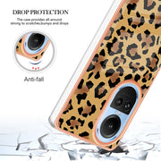 For OPPO Reno10 5G Global Electroplating Marble Dual-side IMD Phone Case(Leopard Print)