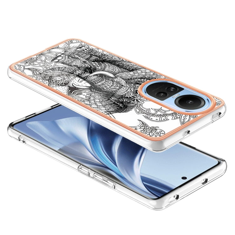 For OPPO Reno10 5G Global Electroplating Marble Dual-side IMD Phone Case(Totem Elephant)