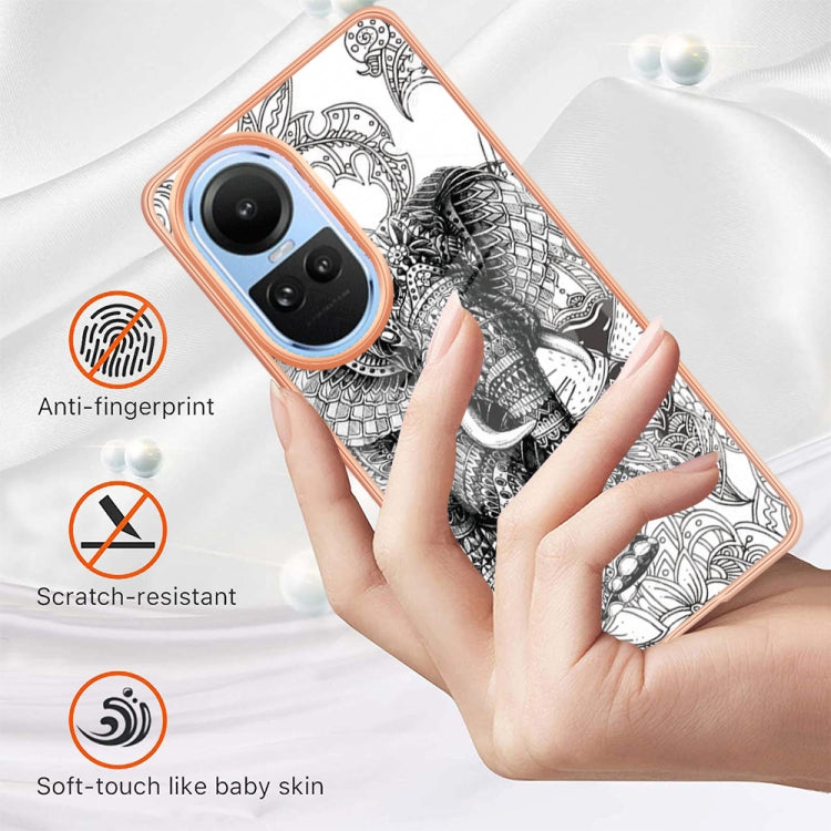 For OPPO Reno10 5G Global Electroplating Marble Dual-side IMD Phone Case(Totem Elephant)
