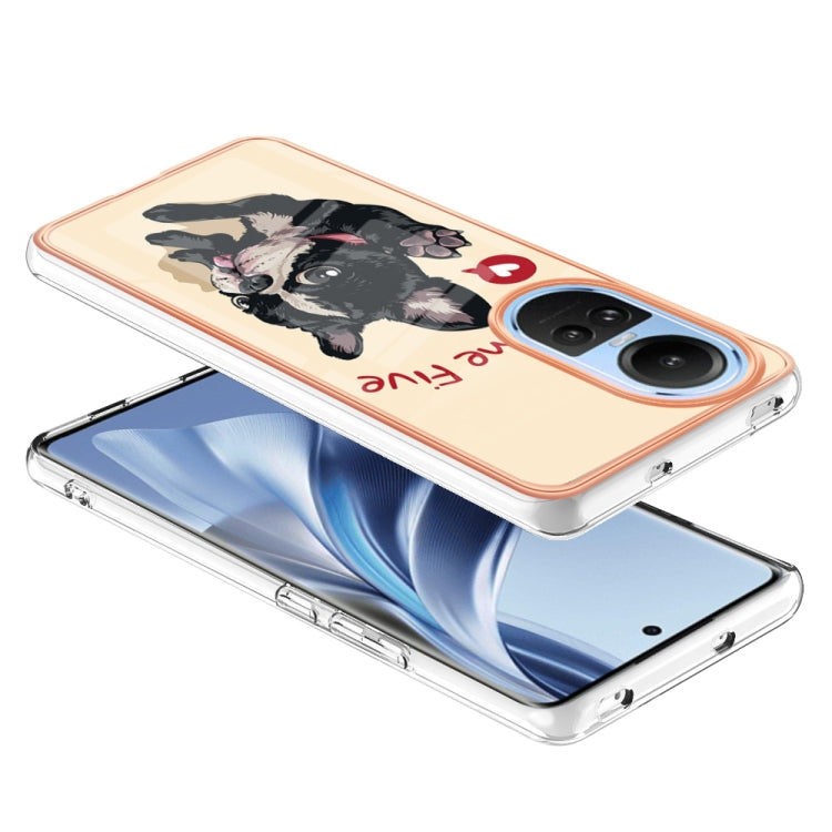 For OPPO Reno10 5G Global Electroplating Marble Dual-side IMD Phone Case(Lucky Dog)
