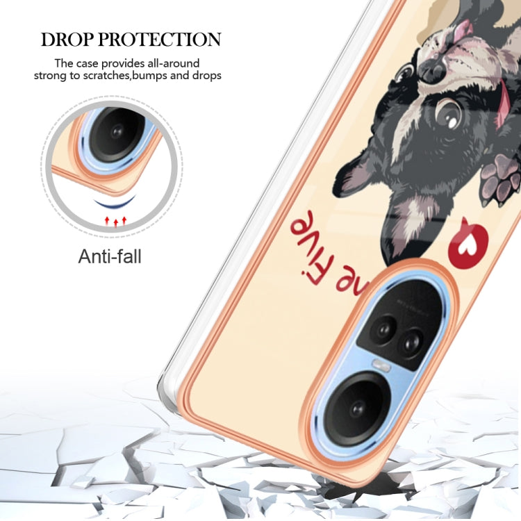 For OPPO Reno10 5G Global Electroplating Marble Dual-side IMD Phone Case(Lucky Dog)