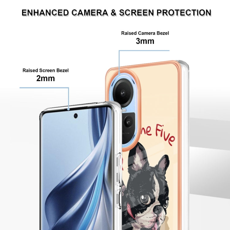 For OPPO Reno10 5G Global Electroplating Marble Dual-side IMD Phone Case(Lucky Dog)