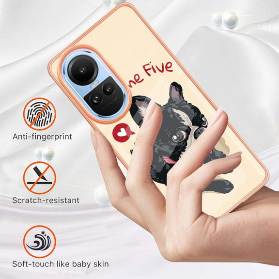 For OPPO Reno10 5G Global Electroplating Marble Dual-side IMD Phone Case(Lucky Dog)