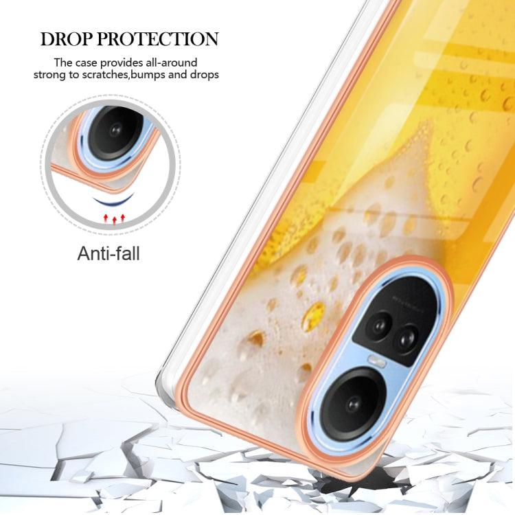 For OPPO Reno10 5G Global Electroplating Marble Dual-side IMD Phone Case(Draft Beer)