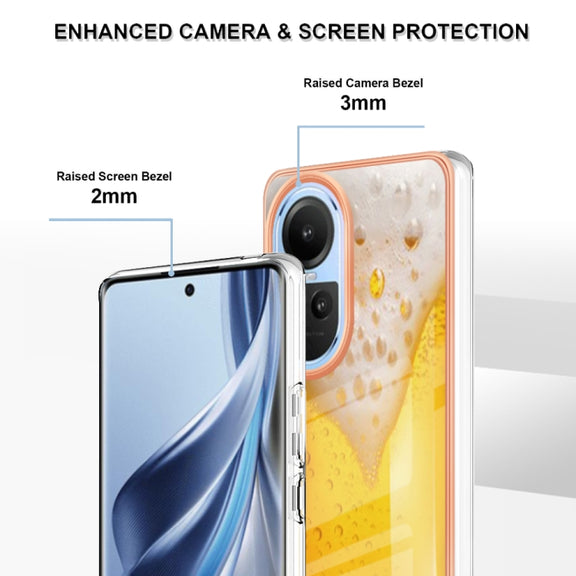 For OPPO Reno10 5G Global Electroplating Marble Dual-side IMD Phone Case(Draft Beer)