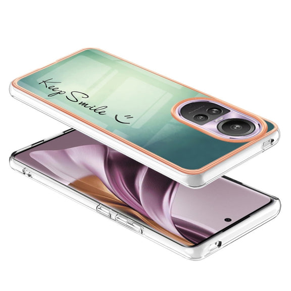 For OPPO Reno10 Pro 5G Global Electroplating Marble Dual-side IMD Phone Case(Smile)